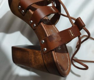 Sandalias Verano Tacón Madera Talla 40