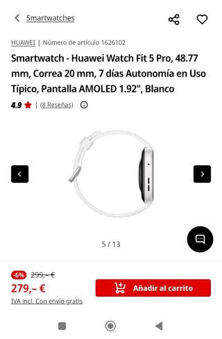 Smartwatch HUAWEI FIT 5 PRO