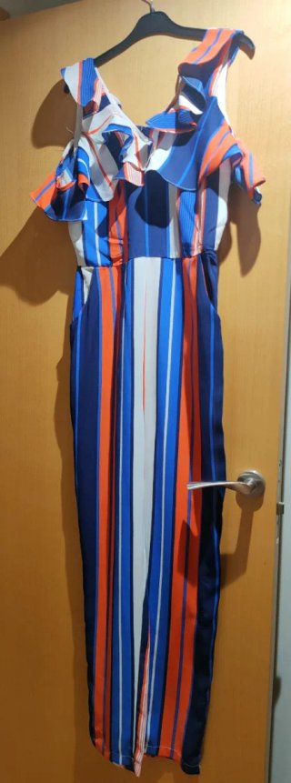 Mono elegante rayas azul y naranja