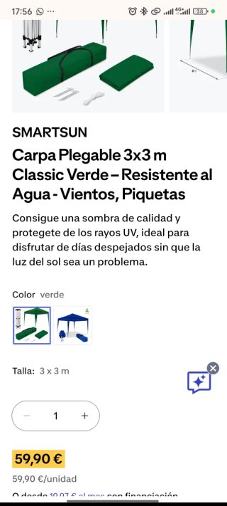 Carpa Plegable 3x3m Wasabi