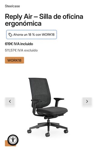 Silla ergonómica Steelcase Reply Air Negra