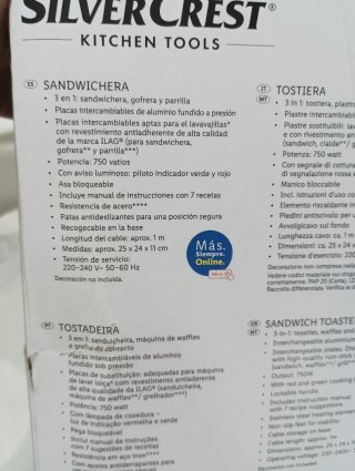 Silvercrest Sandwichera 3 en 1 750W