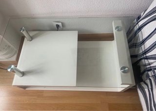 Mesa centro cristal lacada blanca