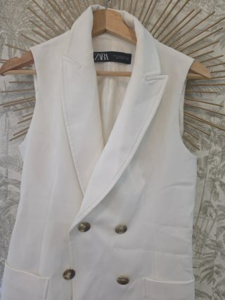Chaleco Blazer Blanco Zara Talla M