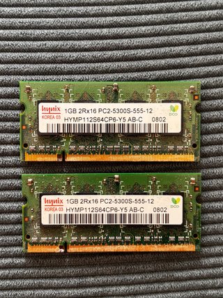 2x Hynix 1GB DDR2 PC2-5300S-555-12 RAM