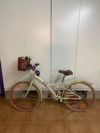 Bicicleta Paseo Niña B'Twin Beige/Rosa