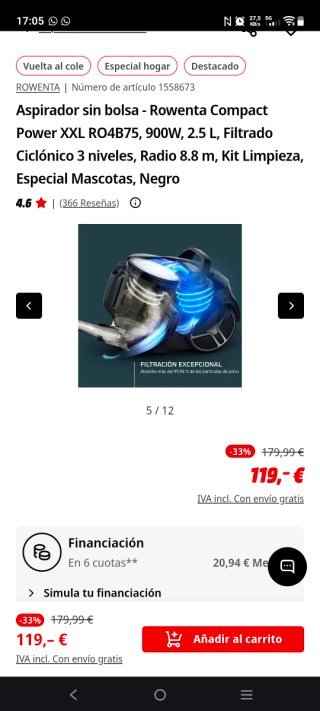 Aspirador Rowenta Compact Power XXL