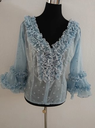 Camisa flamenca volantes azul