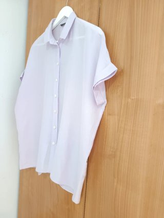 Camisa lino Massimo Dutti lila Talla L
