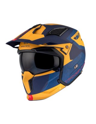 Casco MT Streetfighter Azul Naranja Mate