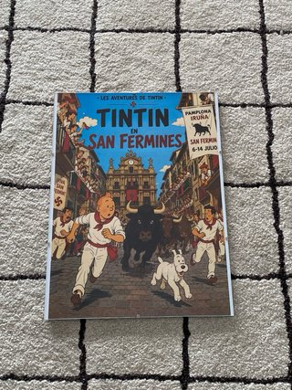 Póster Tintín San Fermines con marco