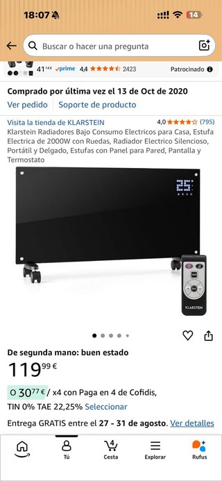 Radiador Eléctrico Klarstein Negro