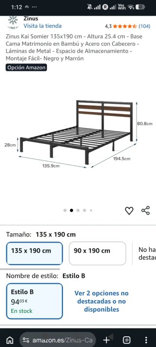 Somier Zinus Kai 135x190cm