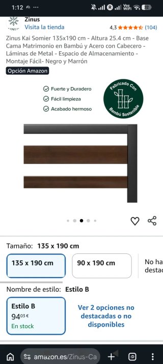 Somier Zinus Kai 135x190cm