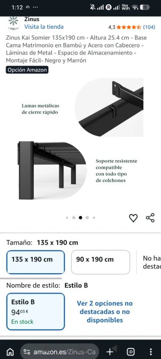Somier Zinus Kai 135x190cm