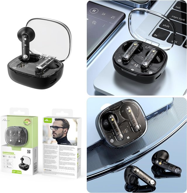 Auricolari Bluetooth 5.3 Wireless Neri