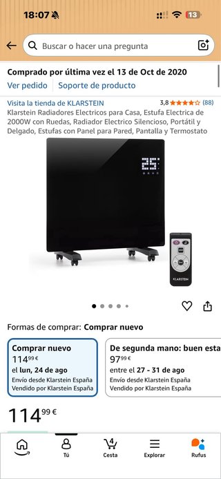 Radiador Eléctrico Klarstein Negro