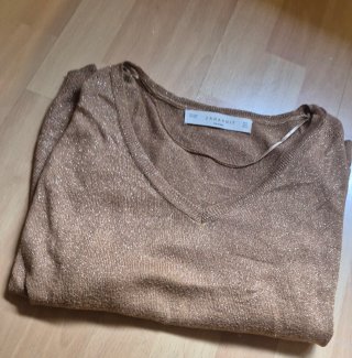 Zara Jersey Dorado Brillo Talla M
