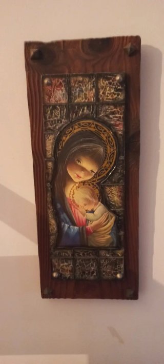 Cuadro Virgen y Niño Madera y Metal