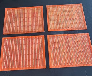 Conjunto 4 individuais de mesa bambu laranja