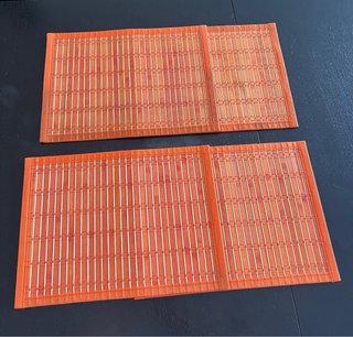 Conjunto 4 individuais de mesa bambu laranja