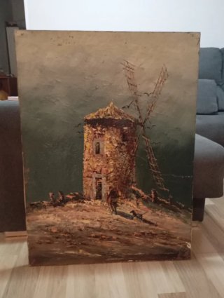 Cuadro al óleo: Molino de viento