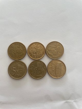 Lote 6 monedas 5 pesetas
