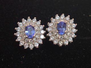 Pendientes Plata Ley Tanzanita Natural