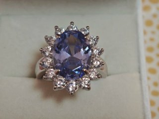 Anillo Plata Ley Tanzanita Gigante