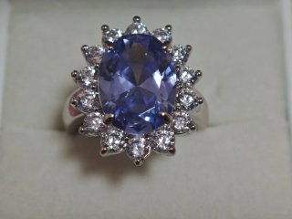 Anillo Plata Ley Tanzanita Gigante