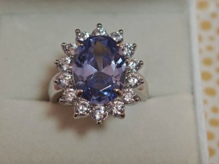 Anillo Plata Ley Tanzanita Gigante