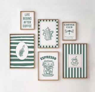 Set 6 Láminas Decorativas Cafetería