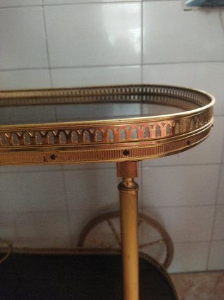 Carrito camarera vintage panel  madera y metal