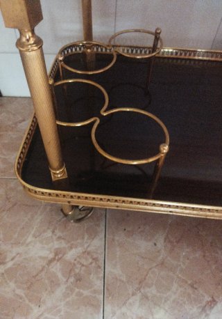Carrito camarera vintage panel  madera y metal