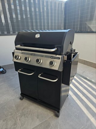 Barbacoa de gas negra y plateada
