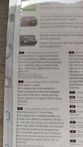 Adaptador Hama Micro USB OTG 0.15m