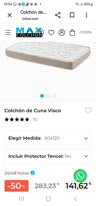 Colchón cuna viscoelástico