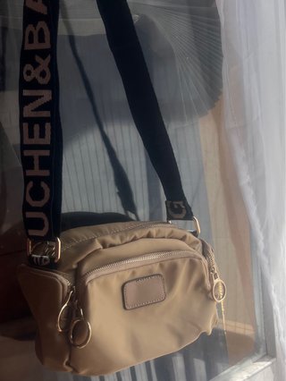 Bolso de hombro bandolera beige 5 compartimentos