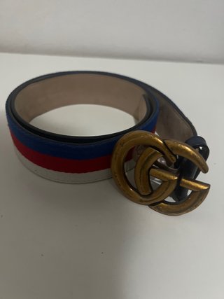 Cinturón Gucci Vintage Multicolor Hebilla GG Dorad