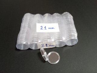 100 Cápsulas 21 mm para Monedas Nuevas