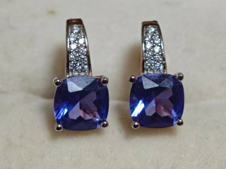 Pendientes Plata Ley Tanzanita Azul