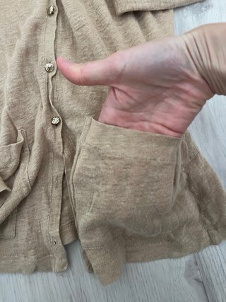 Massimo Dutti Cárdigan de Lino Beige Talla M