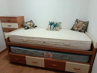 Cama nido doble madera y tela