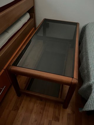 Mesa de centro cristal y madera