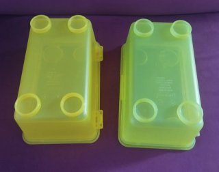 2 Cajas Apilables Ikea Amarilla y Lima.