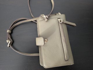 Bolso cartera verde y rosa