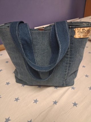 Bolso vaquero patchwork hecho a mano