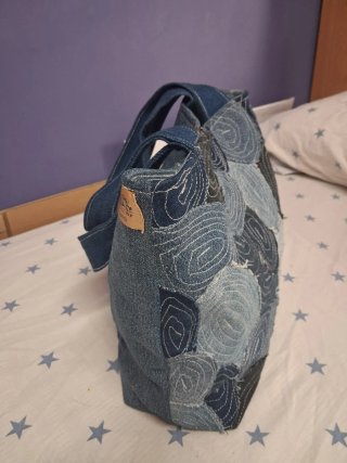 Bolso vaquero patchwork hecho a mano