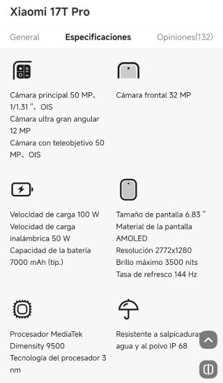 Xiaomi 17T Pro Negro
