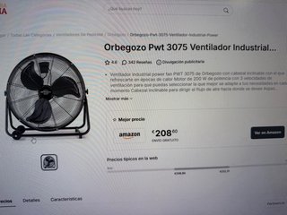 Ventilador grande Orbegozo Negro